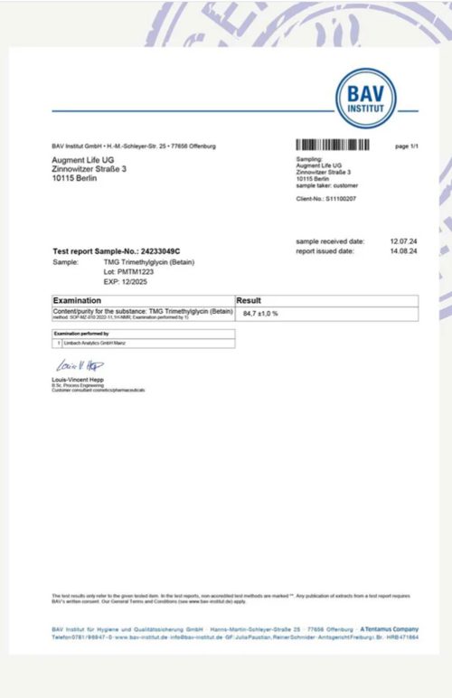 TMG - 500 mg - 120 kaps. - Trimethylglycine, 98% - Augment Life - Bilde 6